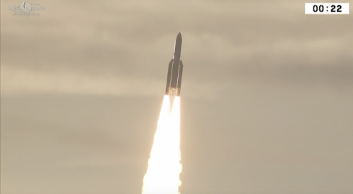 Ariane 5 orbits telecom satellite for India, condosat for Inmarsat and Hellas Sat